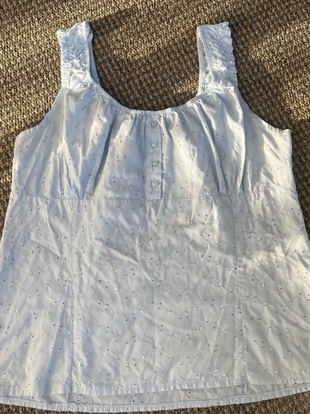 Y2K Light Blue Eyelet Babydoll Tank Top - Women